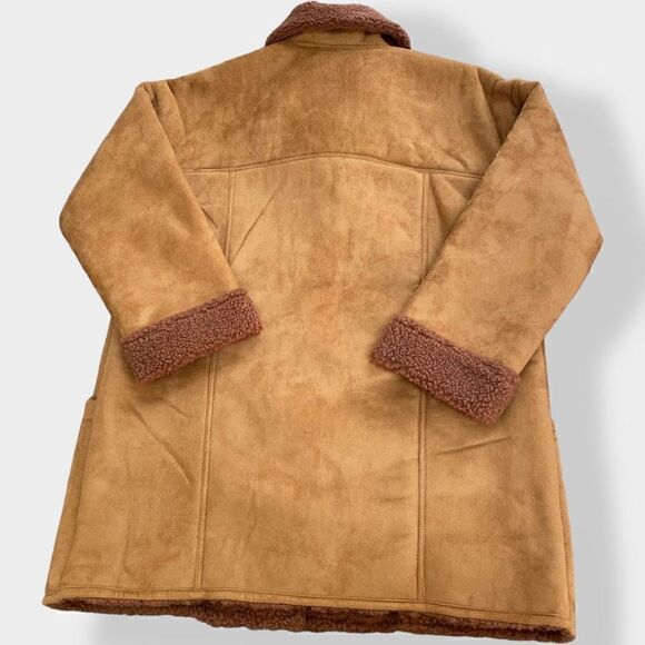 Free People Brown Diogo Sherpa Coat Penny Lane size M NWT New $248  Polyester - Picture 7 of 11